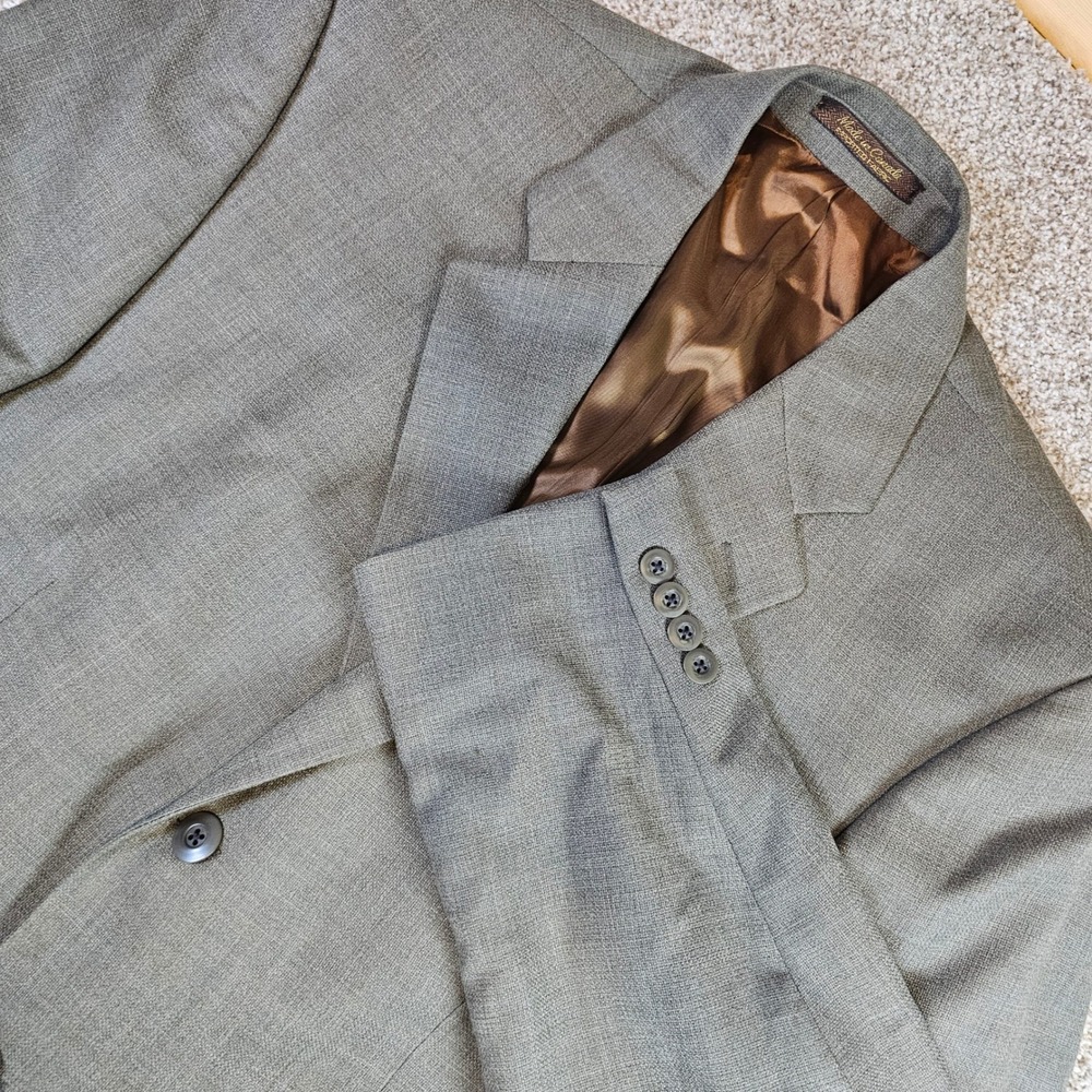 Vintage Chaps Ralph Lauren Blazer Mens 42T Gray Pure Wool Made Canada Sport Coat